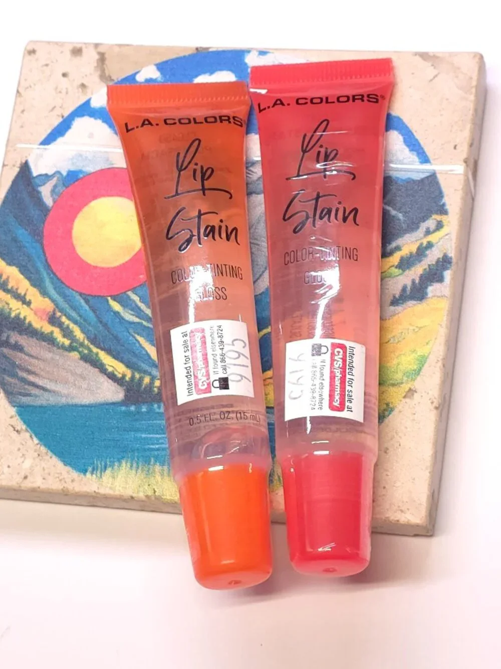 2pc L.A. Colors Lip Stain Color Tinting Gloss Duo - Strawberry Star & Posh Peach